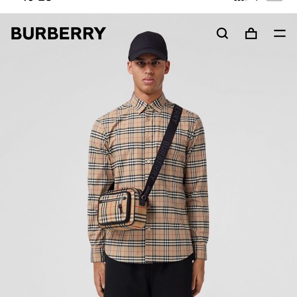 Mens Burberry Check Cotton Poplin Shirt